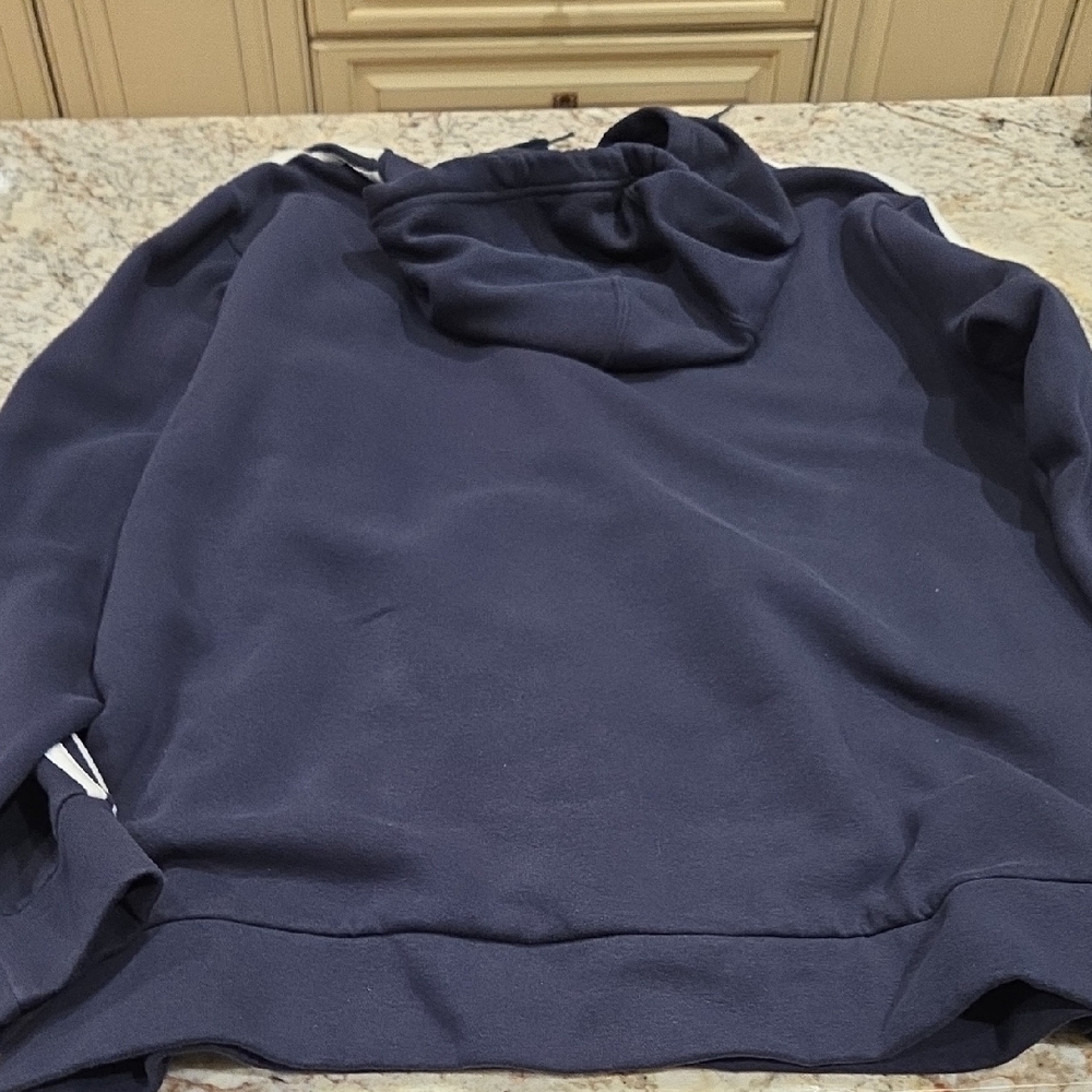 Adidas Men's Blue Hoodie with White Stripes - Picture 6 of 6